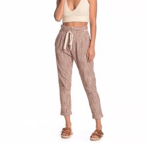 Free People Boho Light At Sunrise Cropped Pants Striped Paper Bag Waist